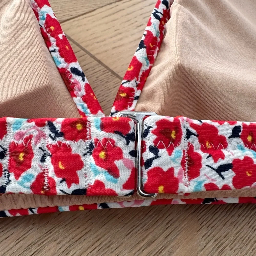 J.Crew Printed French Bikini Top with Ruffles Size Medium